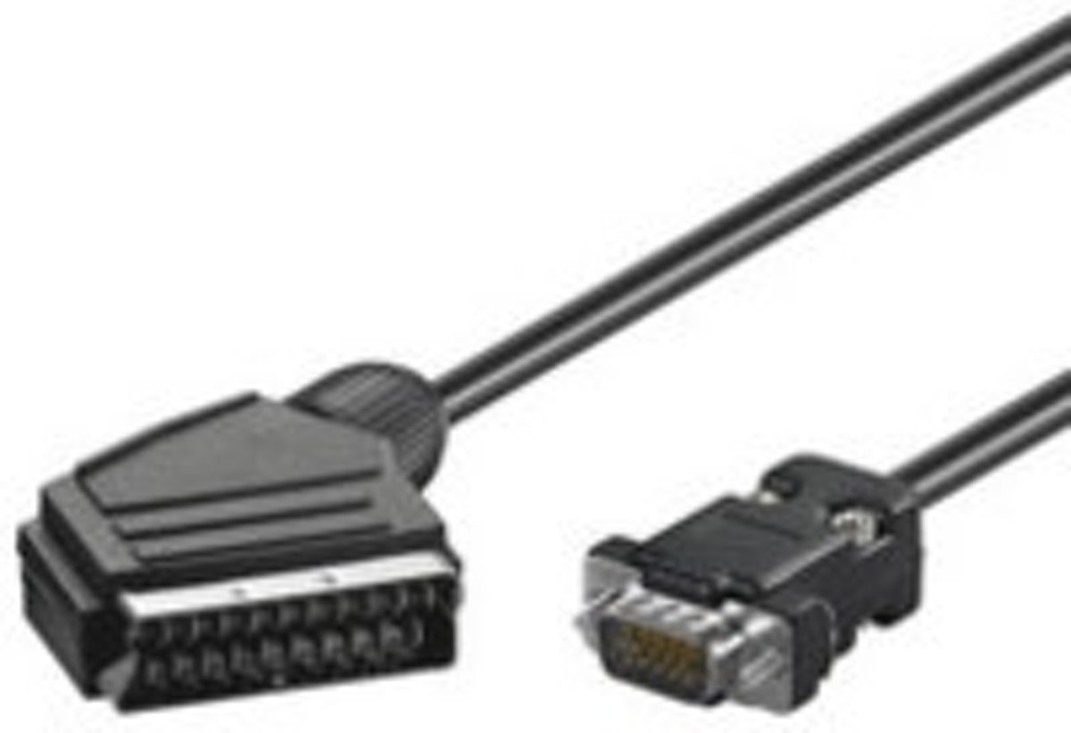 Microconnect AVPP2HD15 2m SCART (21-pin) VGA (D-Sub) Zwart video kabel adapter