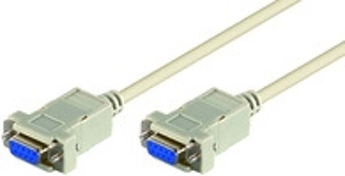 Microconnect DB9-DB9 (3m) F/F Null modem 3m Wit netwerkkabel