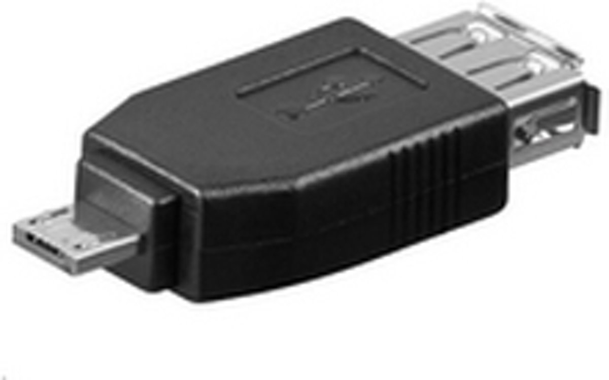 Microconnect USBAFAM Micro USB A USB A Zwart kabeladapter/verloopstukje