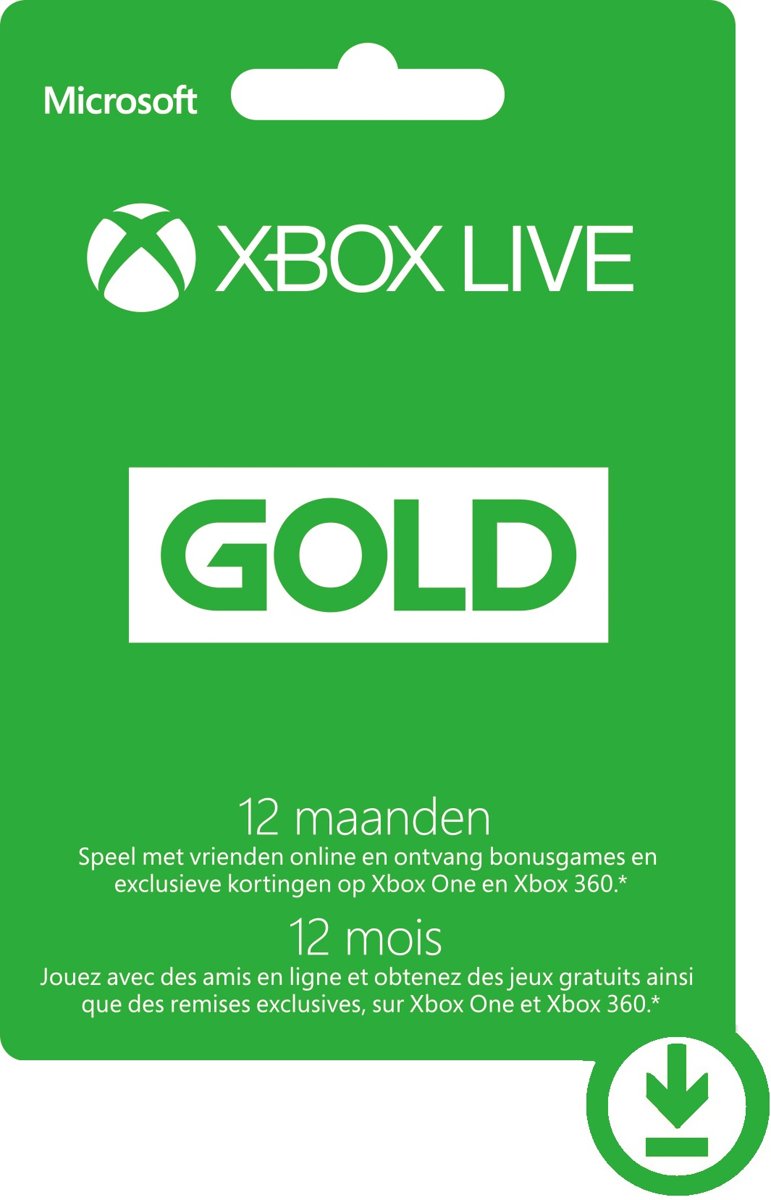   Xbox Live Gold Abonnement 12 Maanden - Xbox 360 + Xbox One