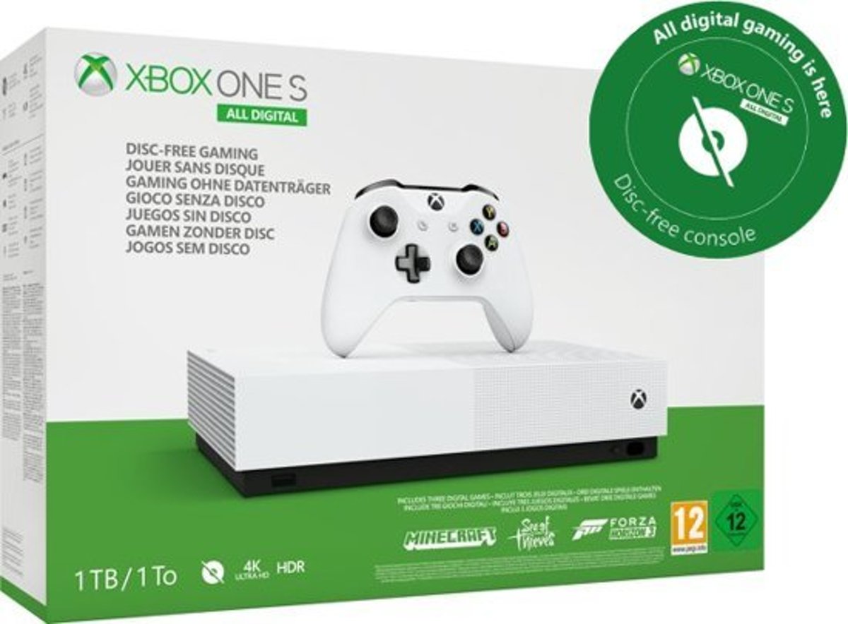 Xbox One S Console 1TB All-Digital (zonder disc-drive) + Fortnite + Sea of Thieves + Minecraft