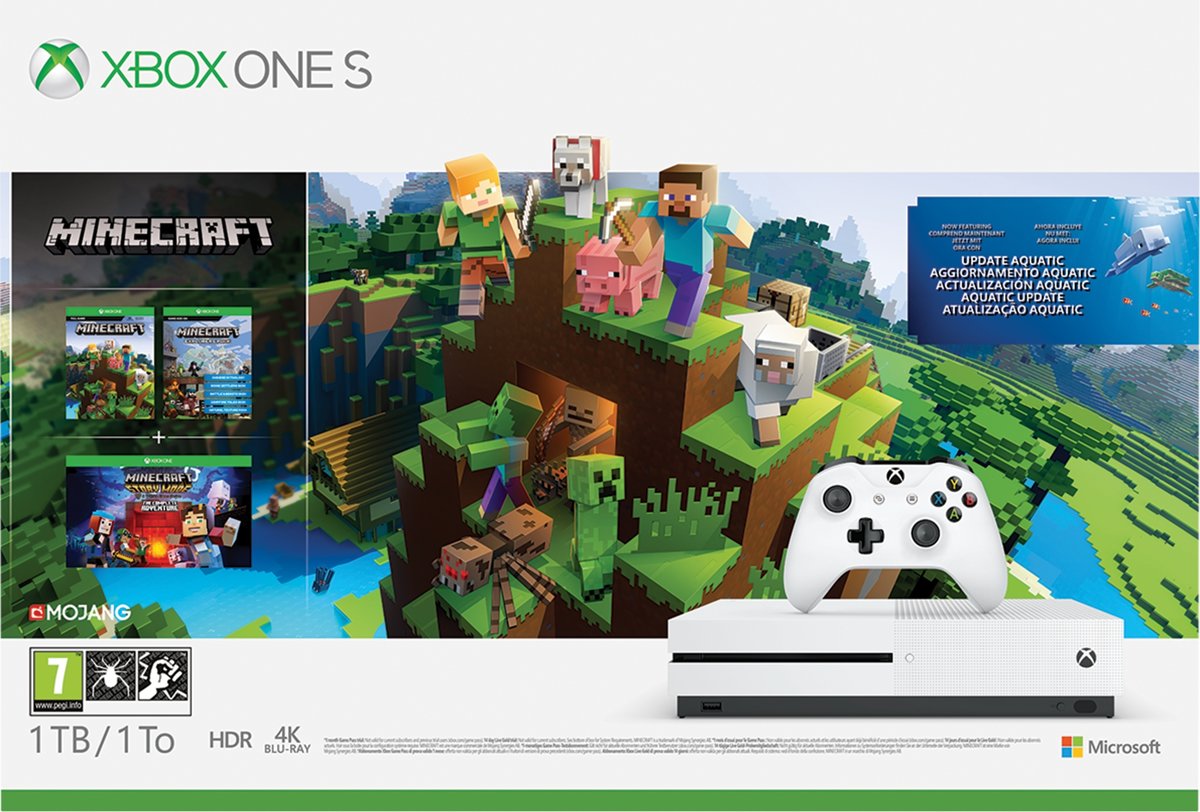 Xbox One S Console 1TB Minecraft Aquatic Bundle