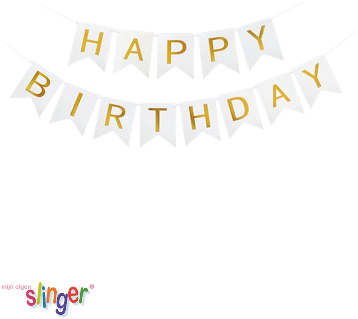 Happy Birthday Slinger , Letter Slinger , Feestversiering Wit & Goud  Verjaardags Decoratie