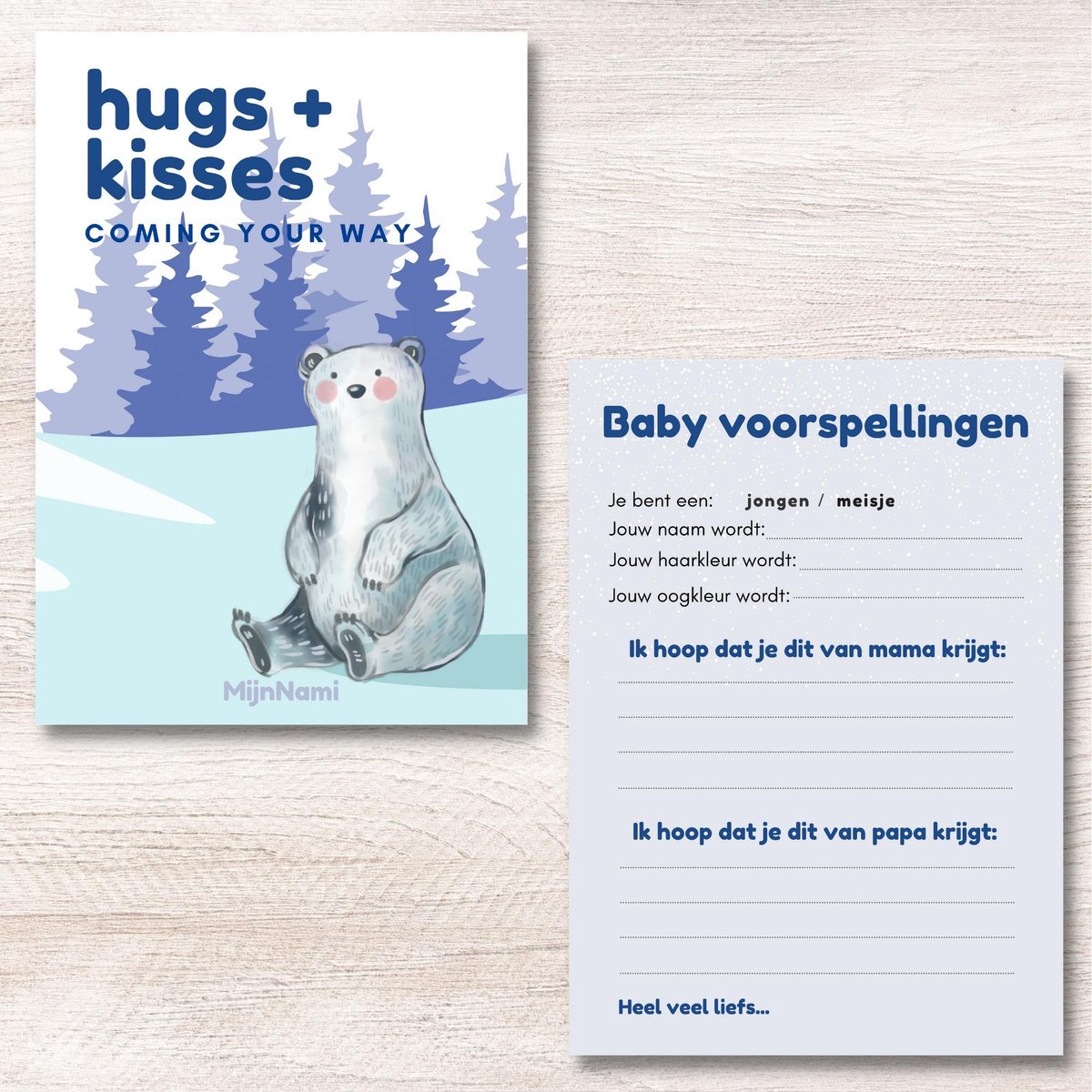 Babyshower Invulkaarten Bear 10 Stuks - Babyvoorspellingen - Babyshower Spelletjes