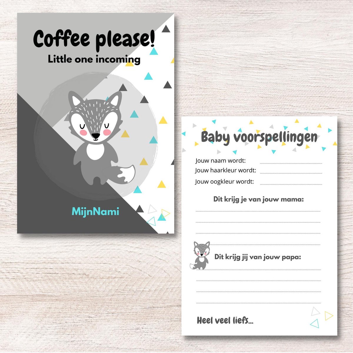 Babyshower Invulkaarten Coffee Please Wolfje 10 stuks - Babyvoorspellingen