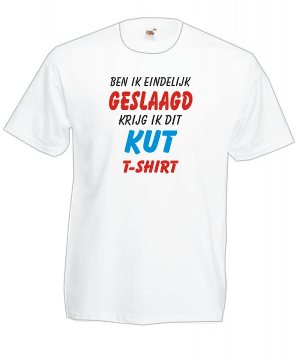 Geslaagd -  Heren T-shirt Geslaagd -  Kut T-shirt WIT maat L