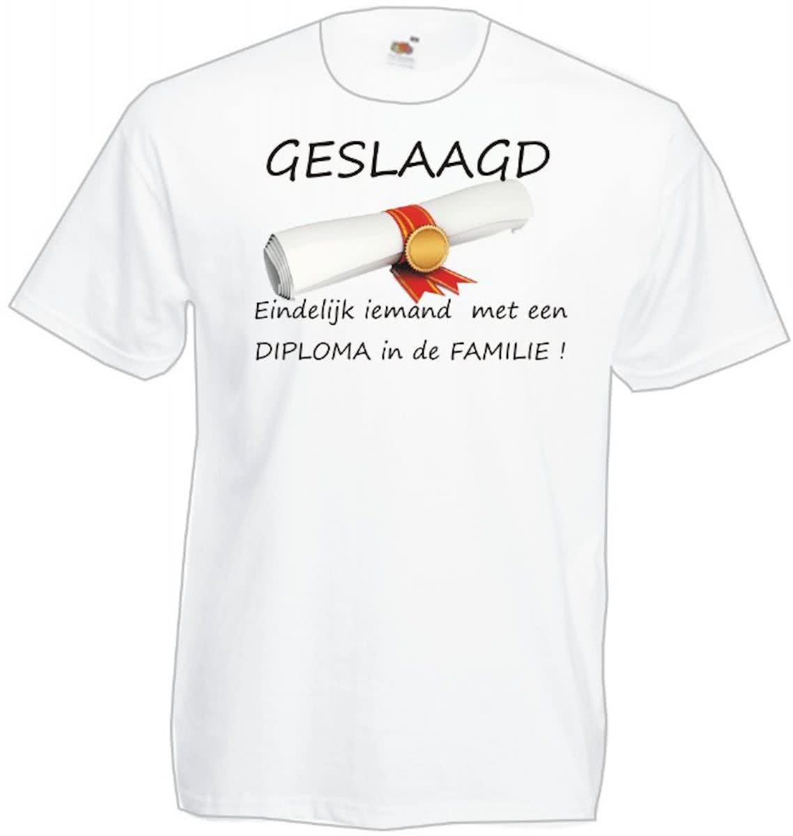 Geslaagd -  Heren T-shirt Geslaagd -  diploma WIT maat XL