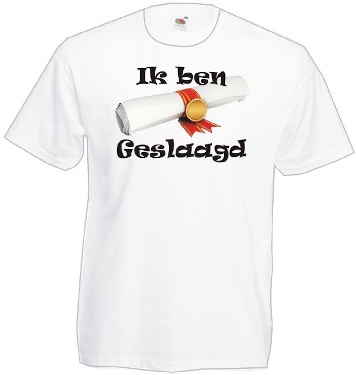 Geslaagd -  Heren T-shirt Ik ben Geslaagd -  WIT maat L