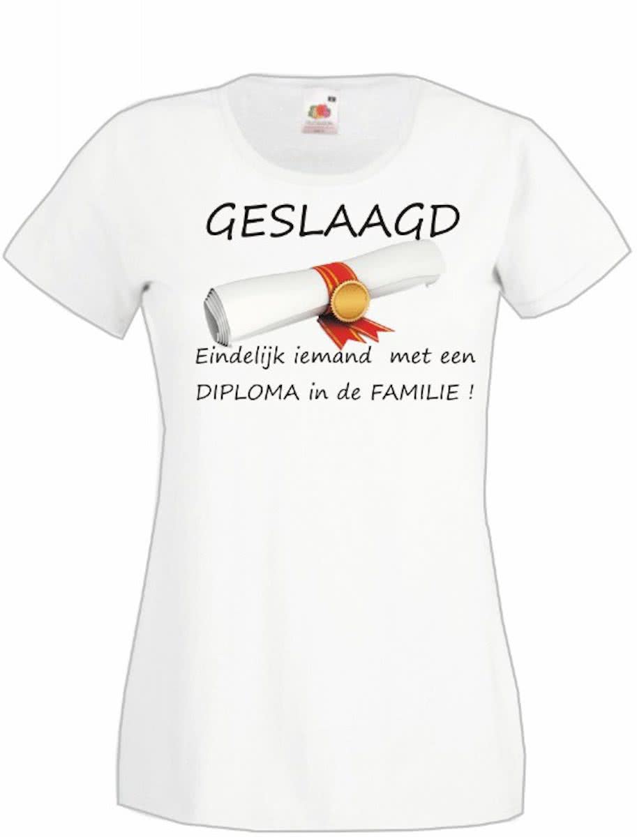 Geslaagd Dames T-shirt GESLAAGD diploma WIT maat XL