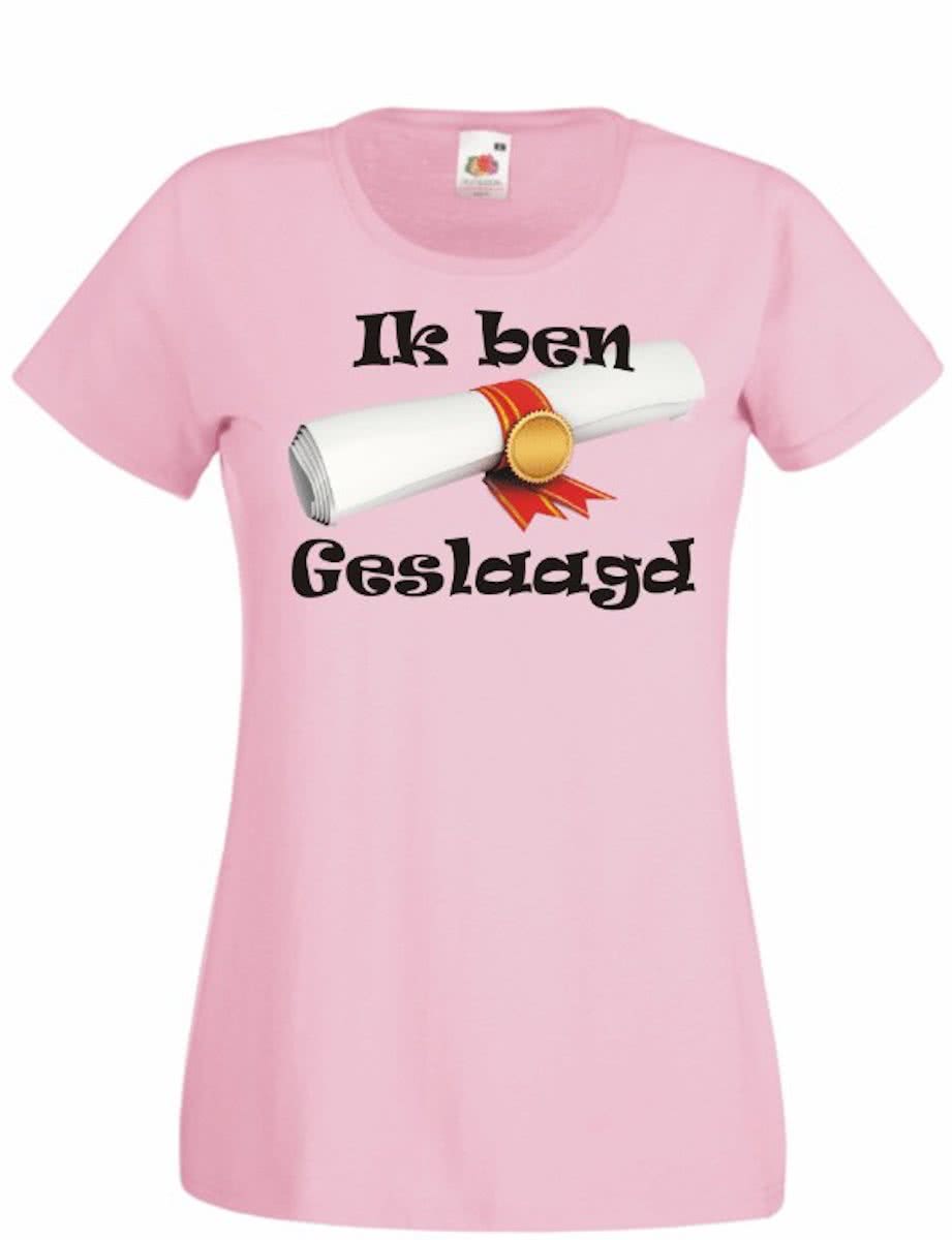 Geslaagd Dames T-shirt Ik ben geslaagd ROZE maat XL