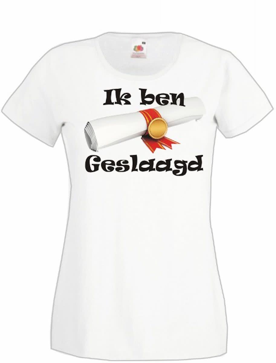 Geslaagd Dames T-shirt Ik ben geslaagd WIT maat L