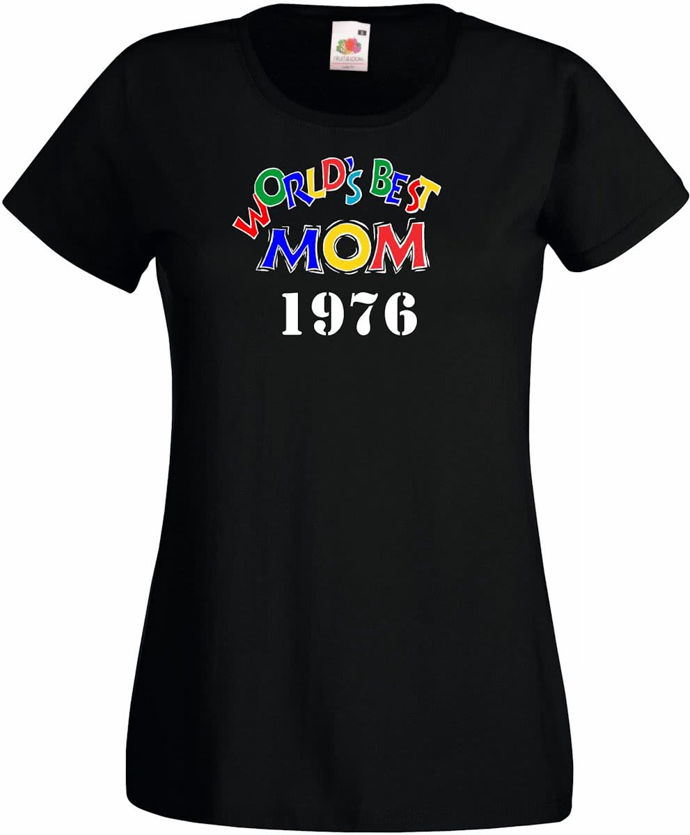 Mijncadeautje - Dames T-shirt - World´s Best Mom - met geboortejaar - zwart -  - maat M