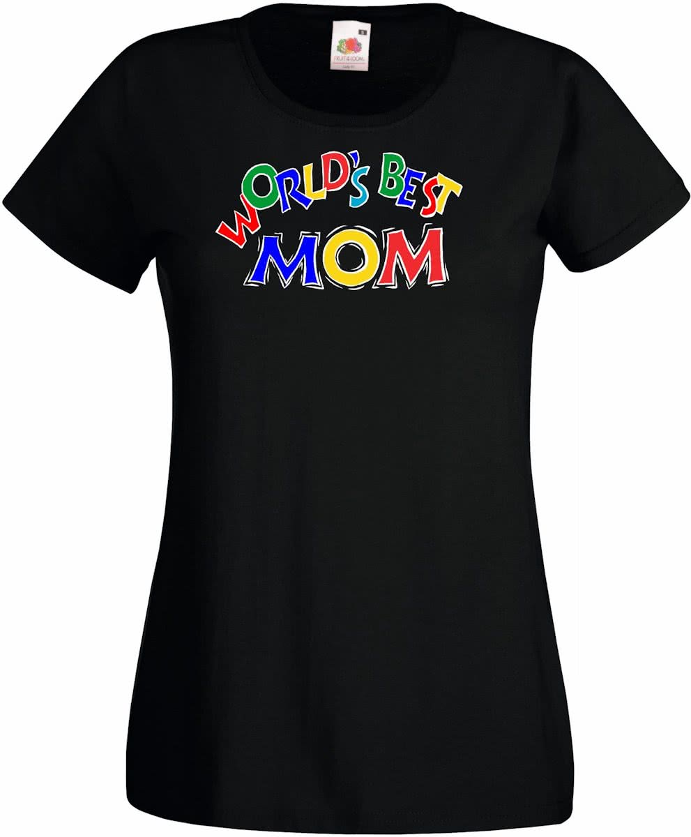 Mijncadeautje - Dames T-shirt - World´s Best Mom - zwart - maat L