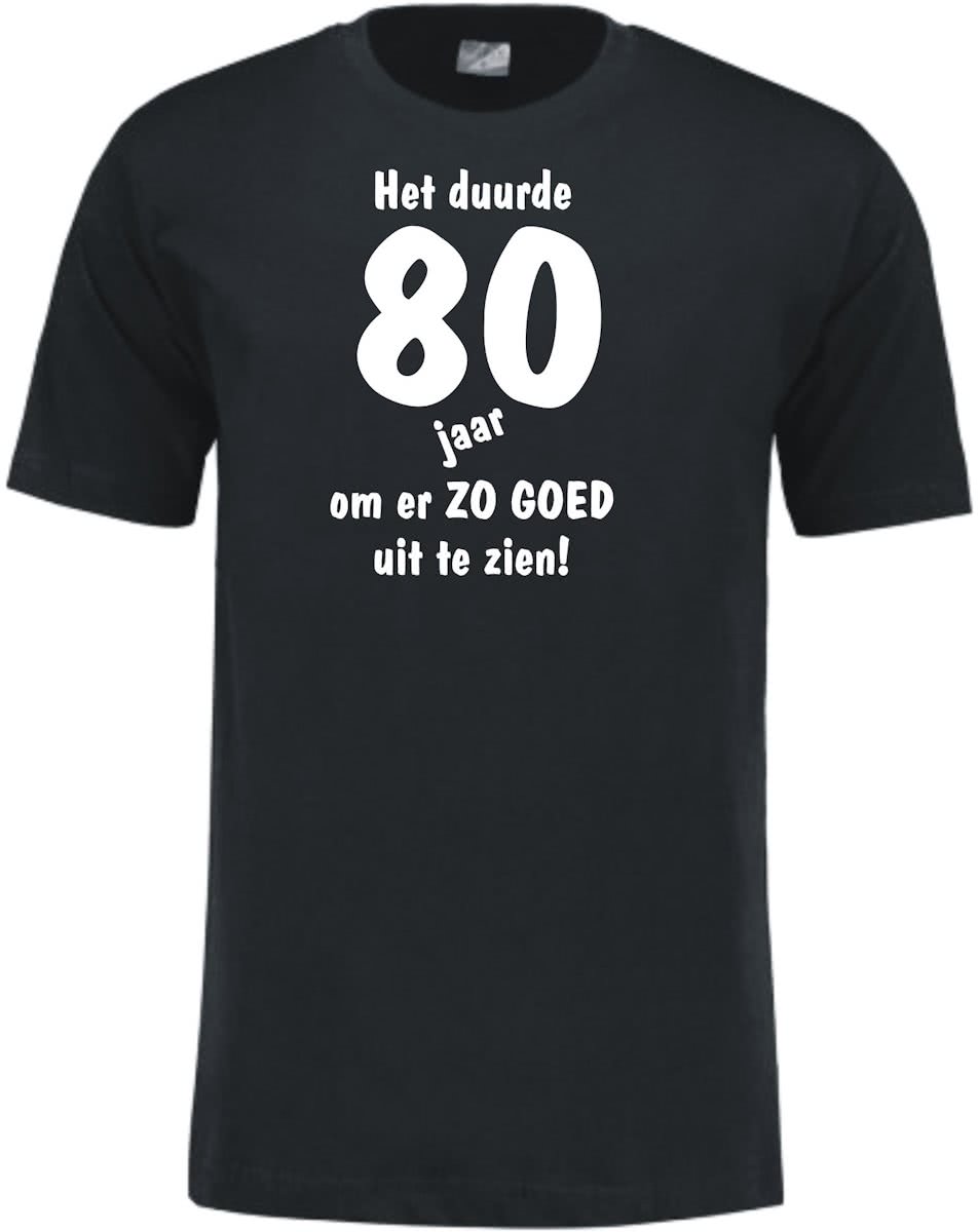 Mijncadeautje - Leeftijd T-shirt - Het duurde 80 jaar - Unisex - Zwart (maat L)