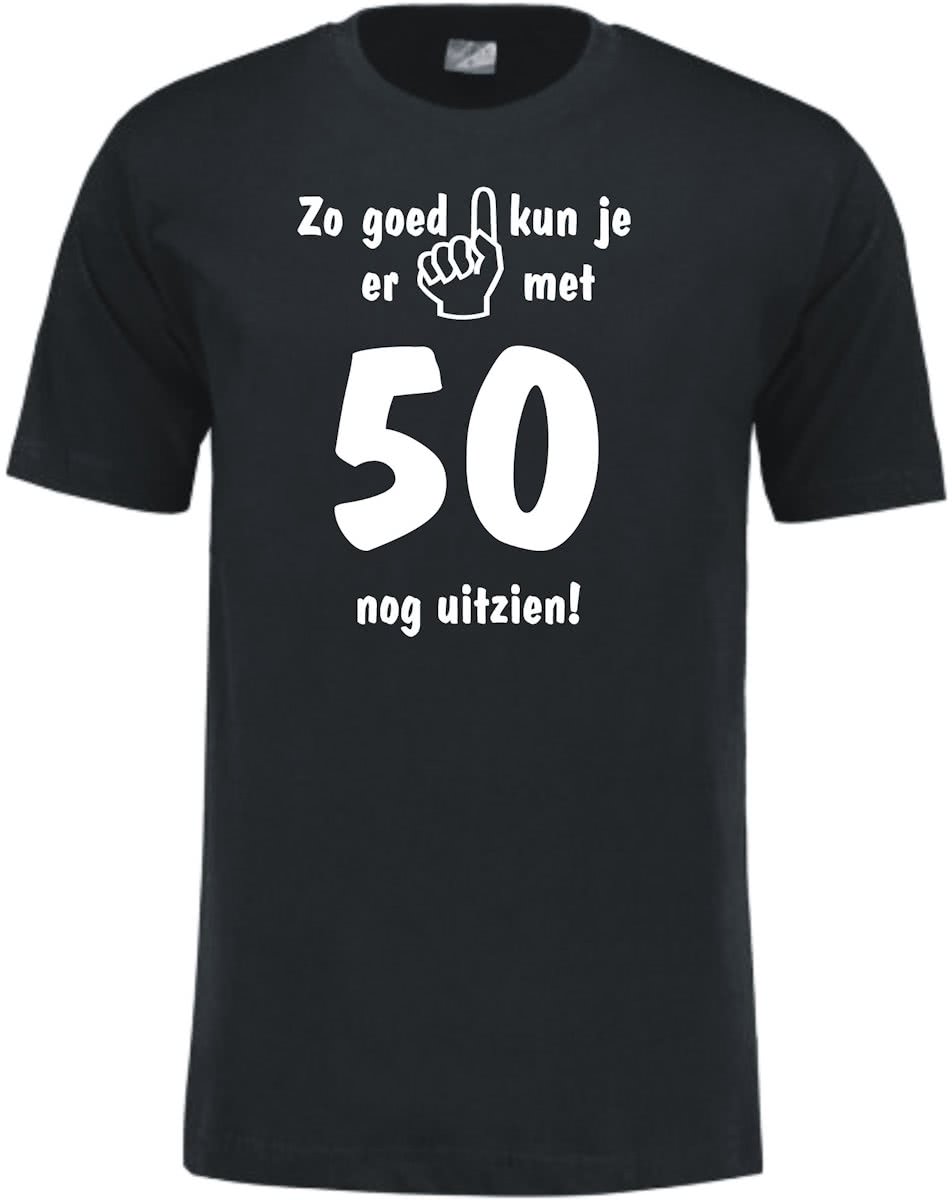 Mijncadeautje - Leeftijd T-shirt - Zo goed kun je er uitzien 50 jaar - Unisex - Zwart (maat 3XL)