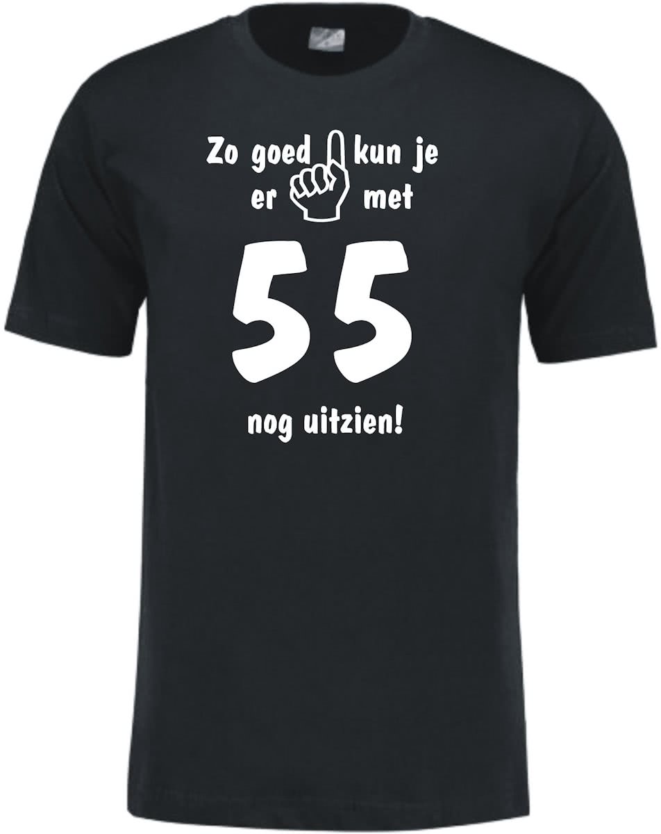 Mijncadeautje - Leeftijd T-shirt - Zo goed kun je er uitzien 55 jaar - Unisex - Zwart (maat 3XL)