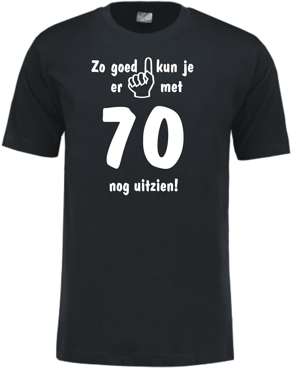 Mijncadeautje - Leeftijd T-shirt - Zo goed kun je er uitzien 70 jaar - Unisex - Zwart (maat 3XL)