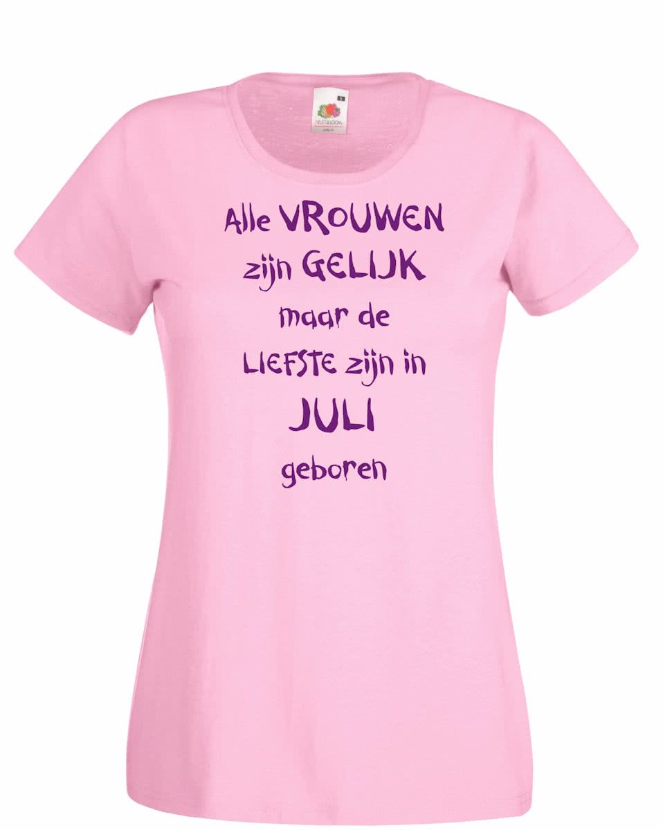 Mijncadeautje - T-shirt - roze - maat L - Alle vrouwen zijn gelijk - juli