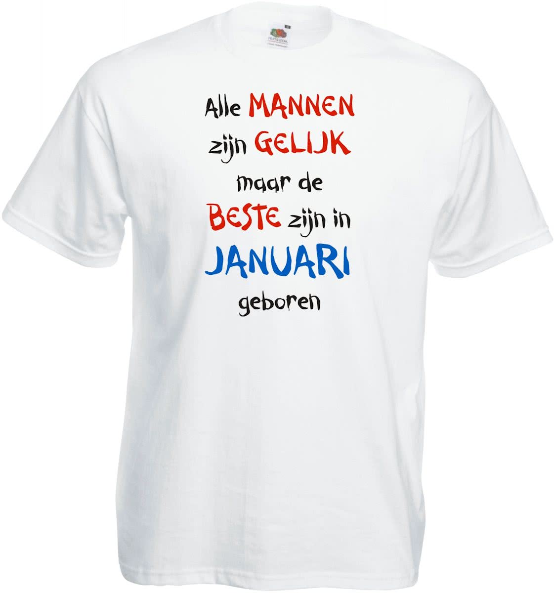 Mijncadeautje - T-shirt - wit - maat 3XL- Alle mannen zijn gelijk - januari