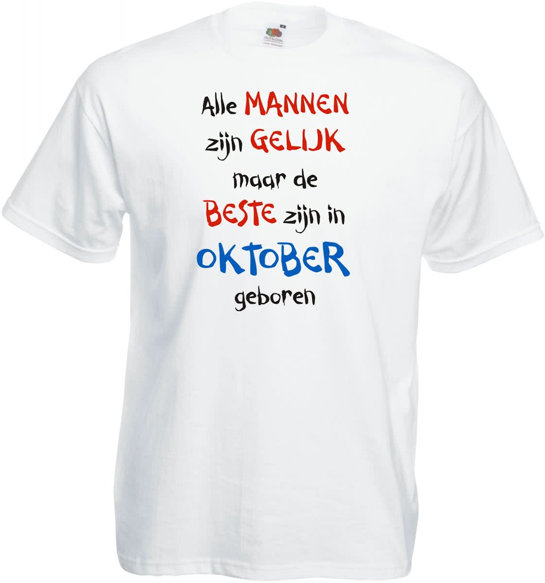 Mijncadeautje - T-shirt - wit - maat 3XL- Alle mannen zijn gelijk - juli