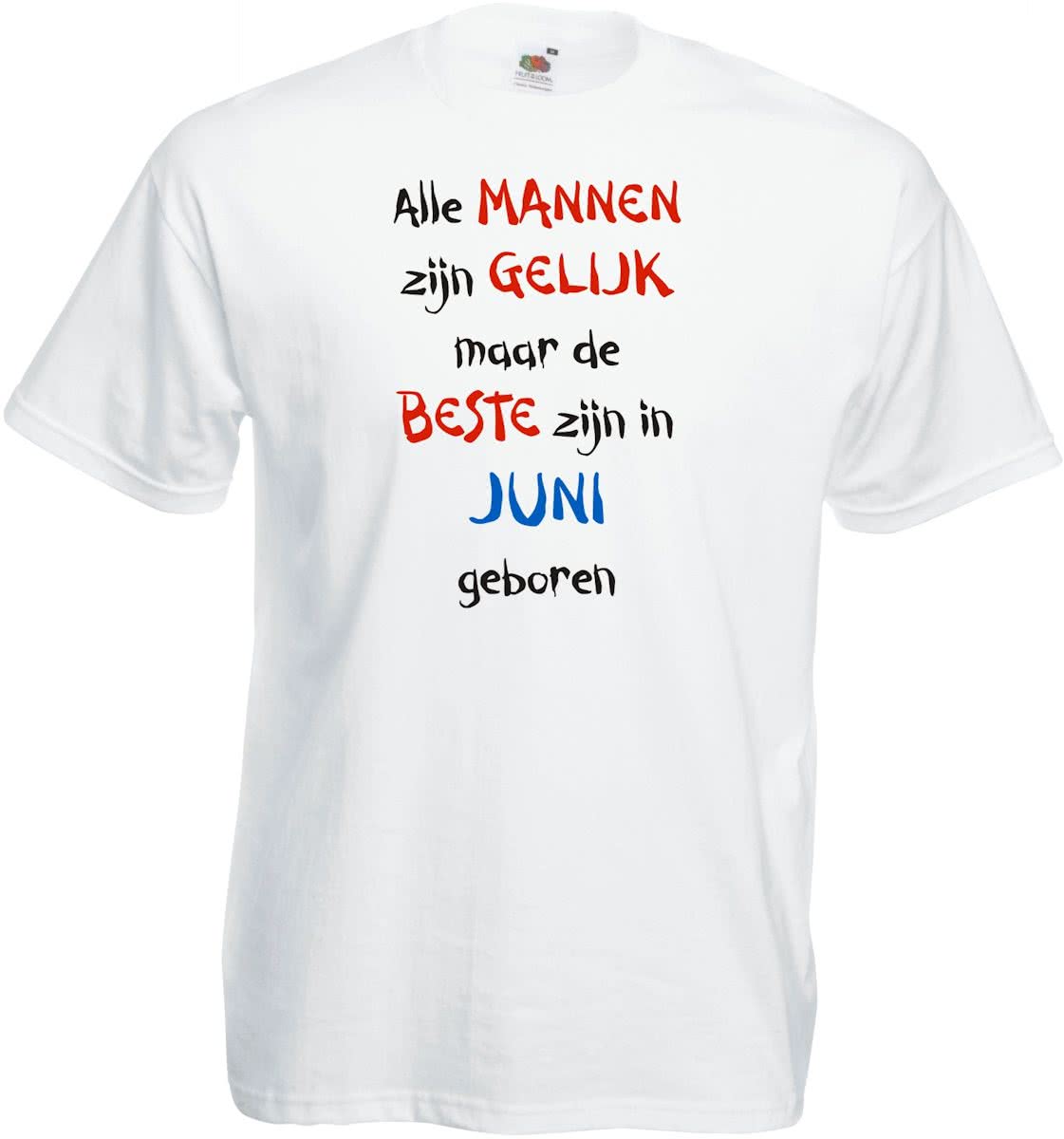 Mijncadeautje - T-shirt - wit - maat 3XL- Alle mannen zijn gelijk - juni