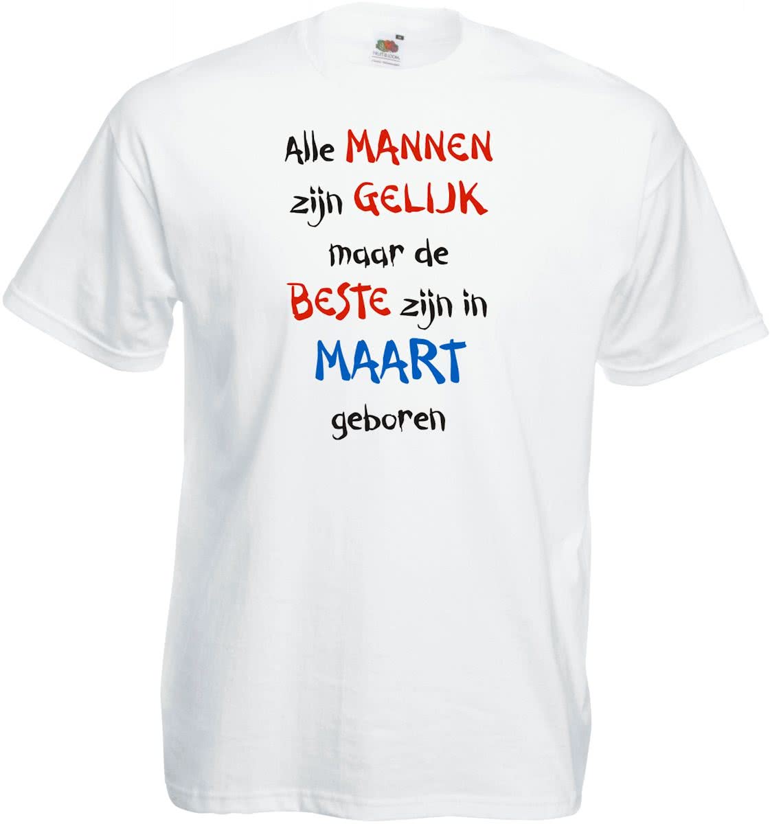 Mijncadeautje - T-shirt - wit - maat 3XL- Alle mannen zijn gelijk - maart