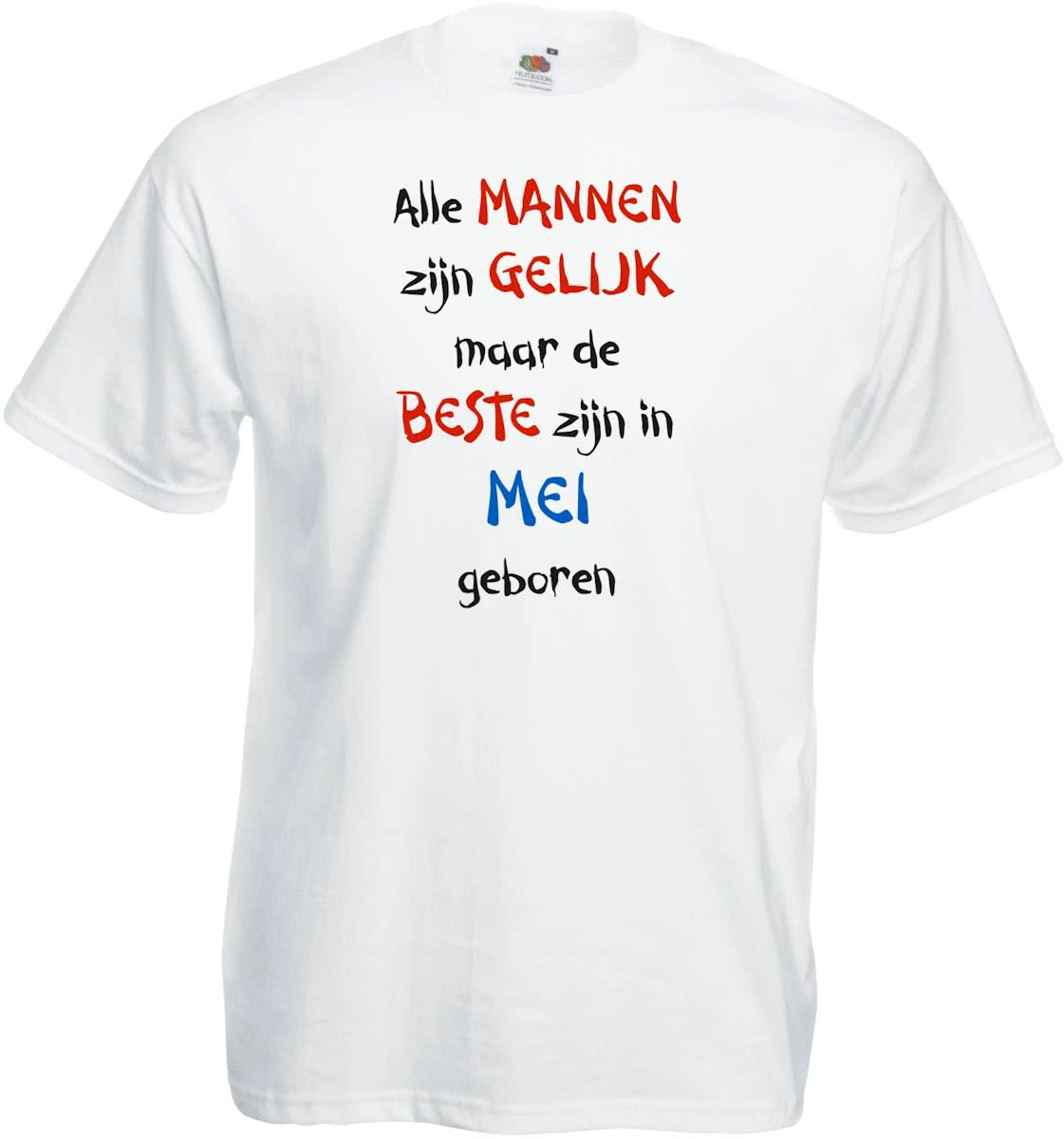 Mijncadeautje - T-shirt - wit - maat 3XL- Alle mannen zijn gelijk - mei