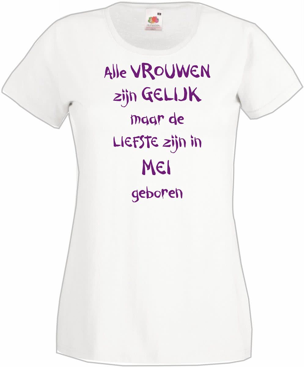 Mijncadeautje - T-shirt - wit - maat L - Alle vrouwen zijn gelijk - mei