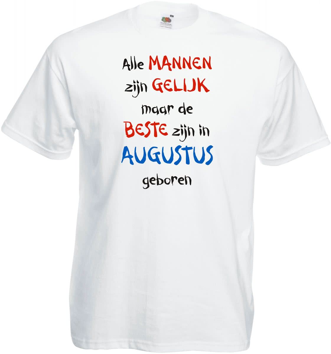 Mijncadeautje - T-shirt - wit - maat XL -Alle mannen zijn gelijk - augustus