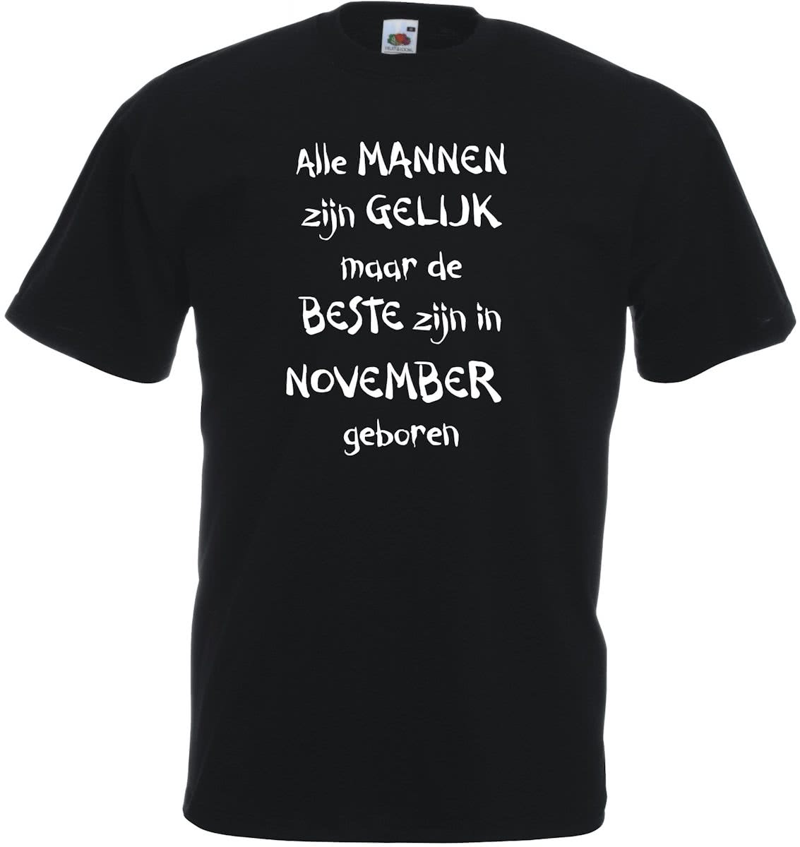 Mijncadeautje - T-shirt - zwart - maat 3XL- Alle mannen zijn gelijk - november