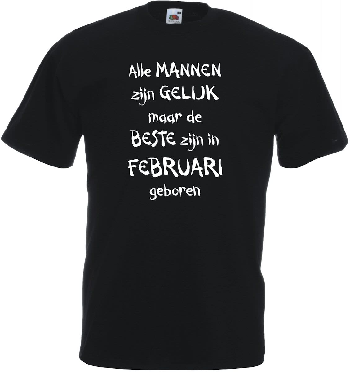 Mijncadeautje - T-shirt - zwart - maat L - Alle mannen zijn gelijk - februari