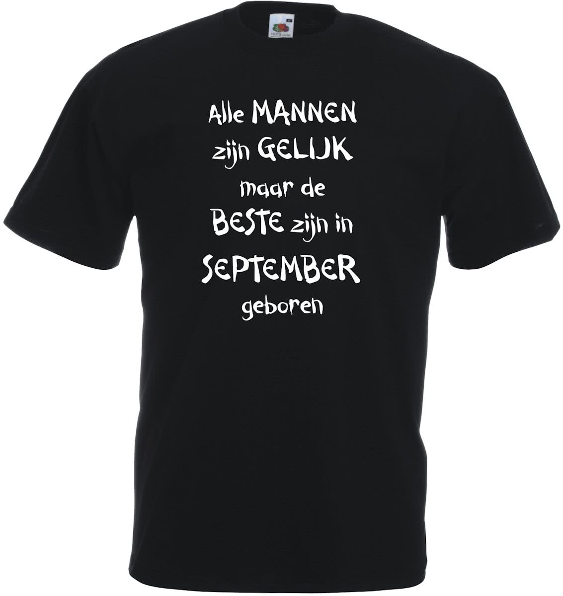 Mijncadeautje - T-shirt - zwart - maat L - Alle mannen zijn gelijk - september