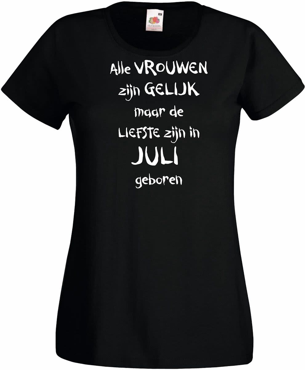 Mijncadeautje - T-shirt - zwart - maat L - Alle vrouwen zijn gelijk - juli