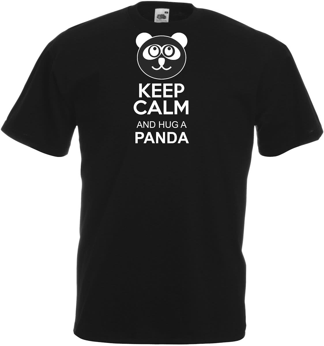 Mijncadeautje - Unisex T-shirt - Keep calm hug a panda - zwart - maat 3XL