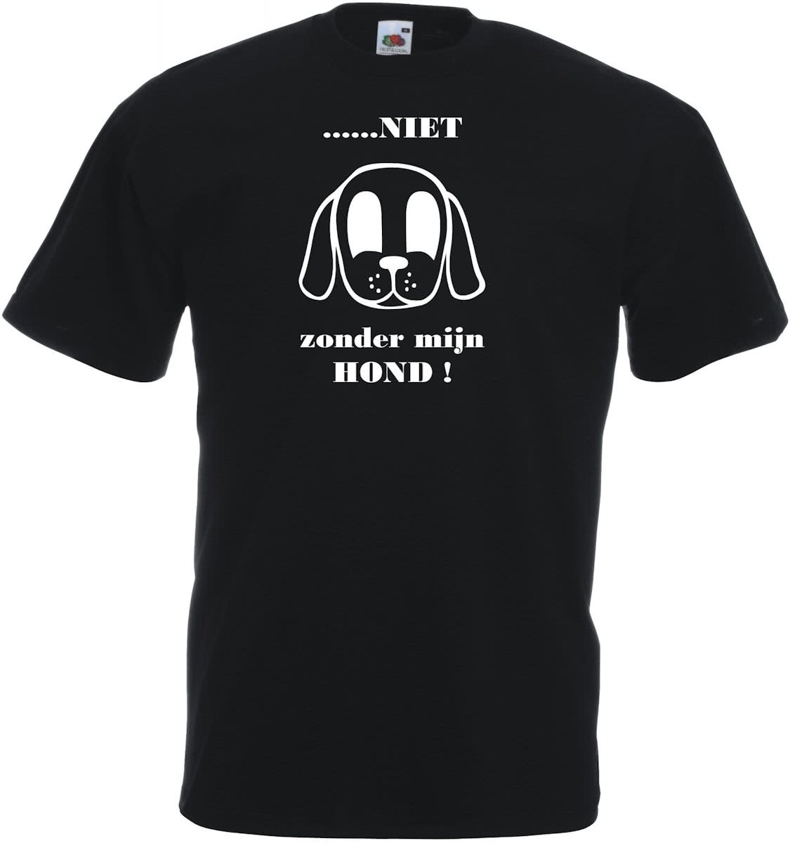 Mijncadeautje - Unisex T-shirt - Niet zonder mijn hond - zwart - maat 3XL