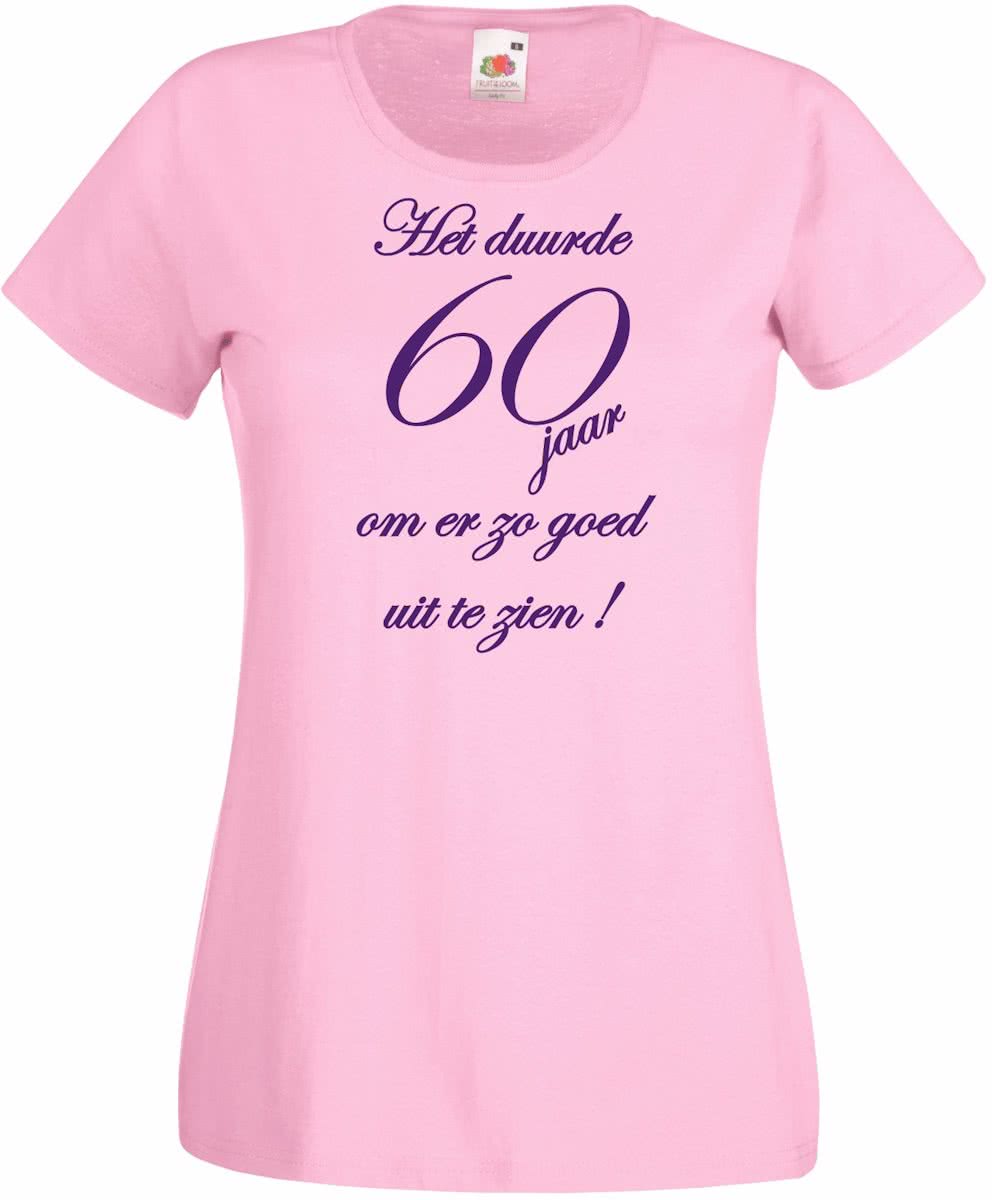 Mijncadeautje - Verjaardags T-shirt - Dames - Het duurde 60 jaar - roze M