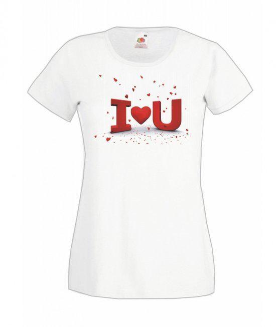 Mijncadeautje Dames  T-shirt WIT (maat L) - Valentijnsdag Love you