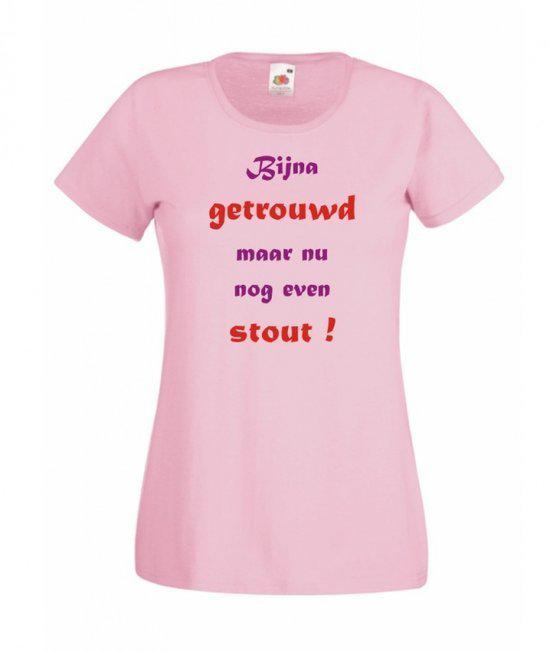 Mijncadeautje Dames T-shirt roze L Bijna getrouwd