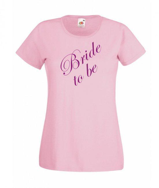 Mijncadeautje Dames T-shirt roze L Bride to be