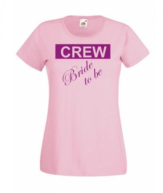 Mijncadeautje Dames T-shirt roze L Crew Bride to be