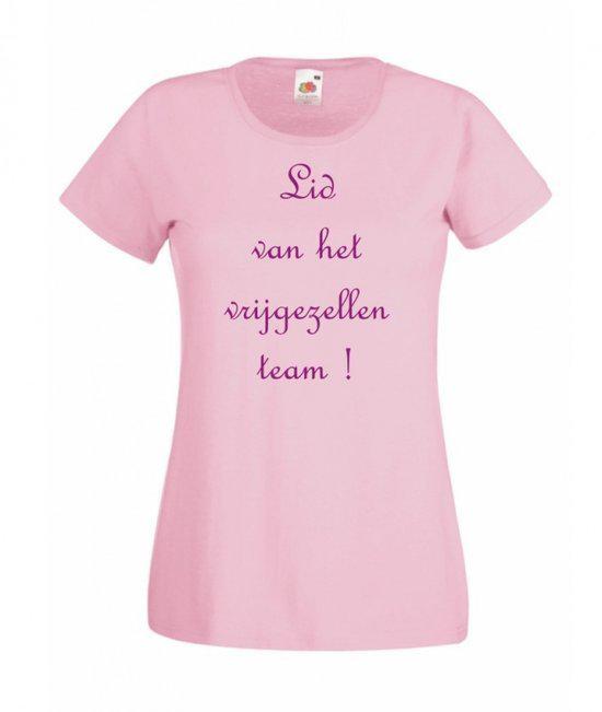 Mijncadeautje Dames T-shirt roze L Lid vrijgezellen team