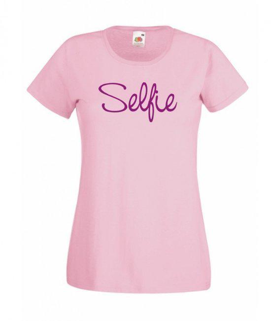 Mijncadeautje Dames T-shirt roze L Selfie