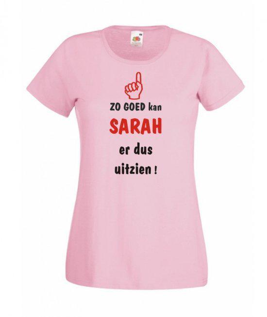 Mijncadeautje Dames T-shirt roze L Zo goed kan Sarah er dus uitzien