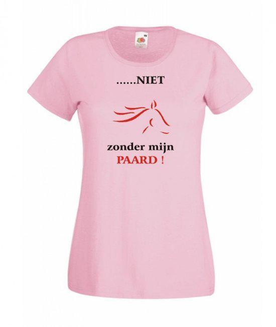 Mijncadeautje Dames T-shirt roze M Niet zonder mijn paard