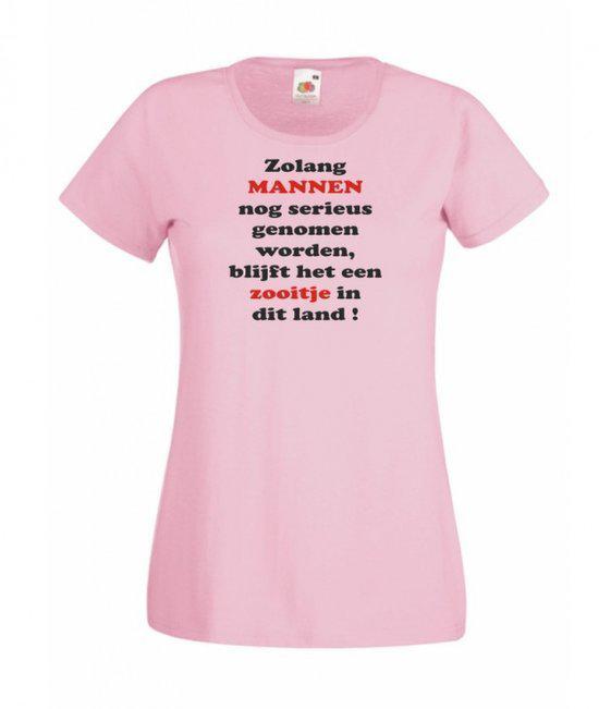 Mijncadeautje Dames T-shirt roze M Zolang mannen serieus genomen worden