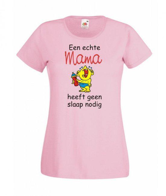 Mijncadeautje Dames T-shirt roze XL Een echte Mama heeft geen slaap nodig