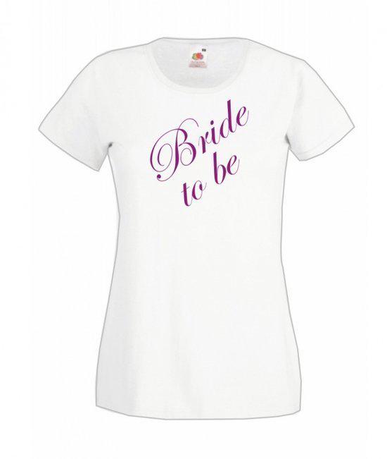 Mijncadeautje Dames T-shirt wit L Bride to be