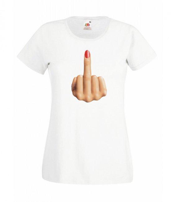 Mijncadeautje Dames T-shirt wit L F*** you