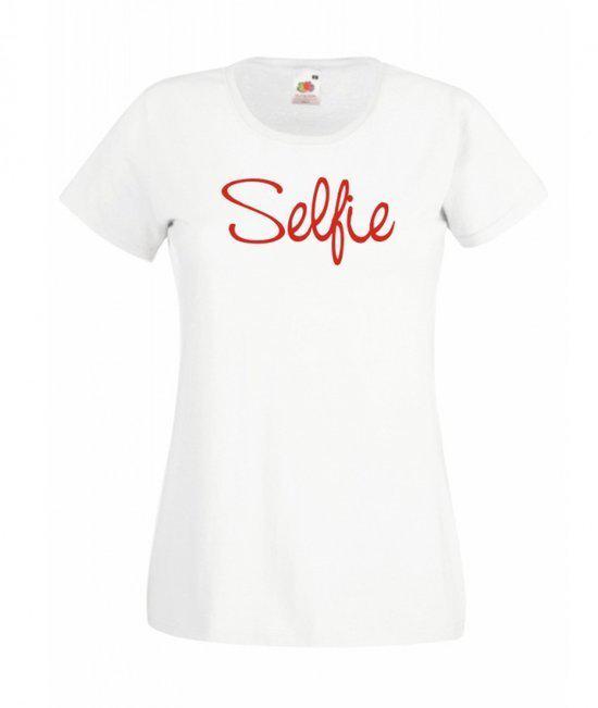 Mijncadeautje Dames T-shirt wit L Selfie