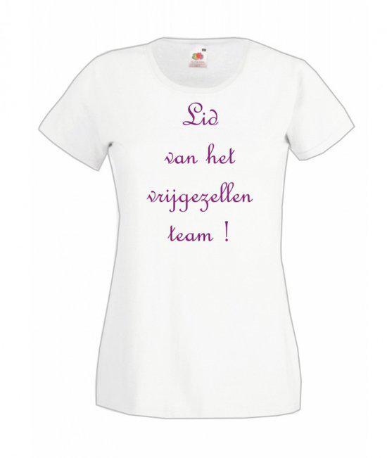 Mijncadeautje Dames T-shirt wit M Lid vrijgezellen team